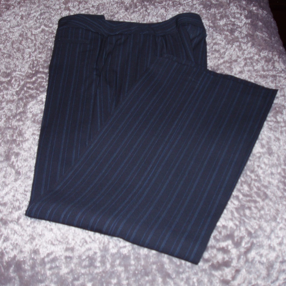 Style & Co. Black Slacks W/Blue Pinstripe Size 8P